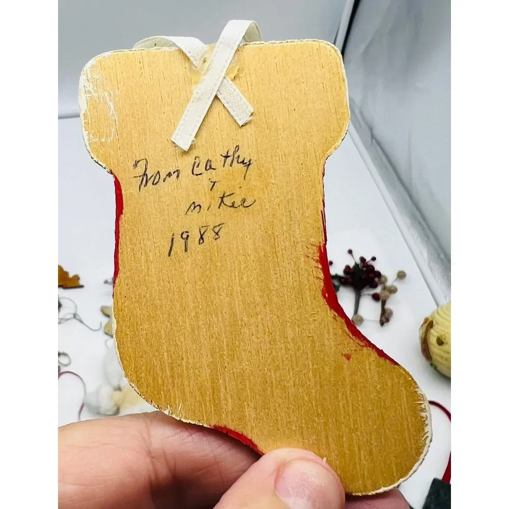 Christmas Tree‎ Ornaments Lot Vintage Homemade Stocking Decoration 80s Snowman